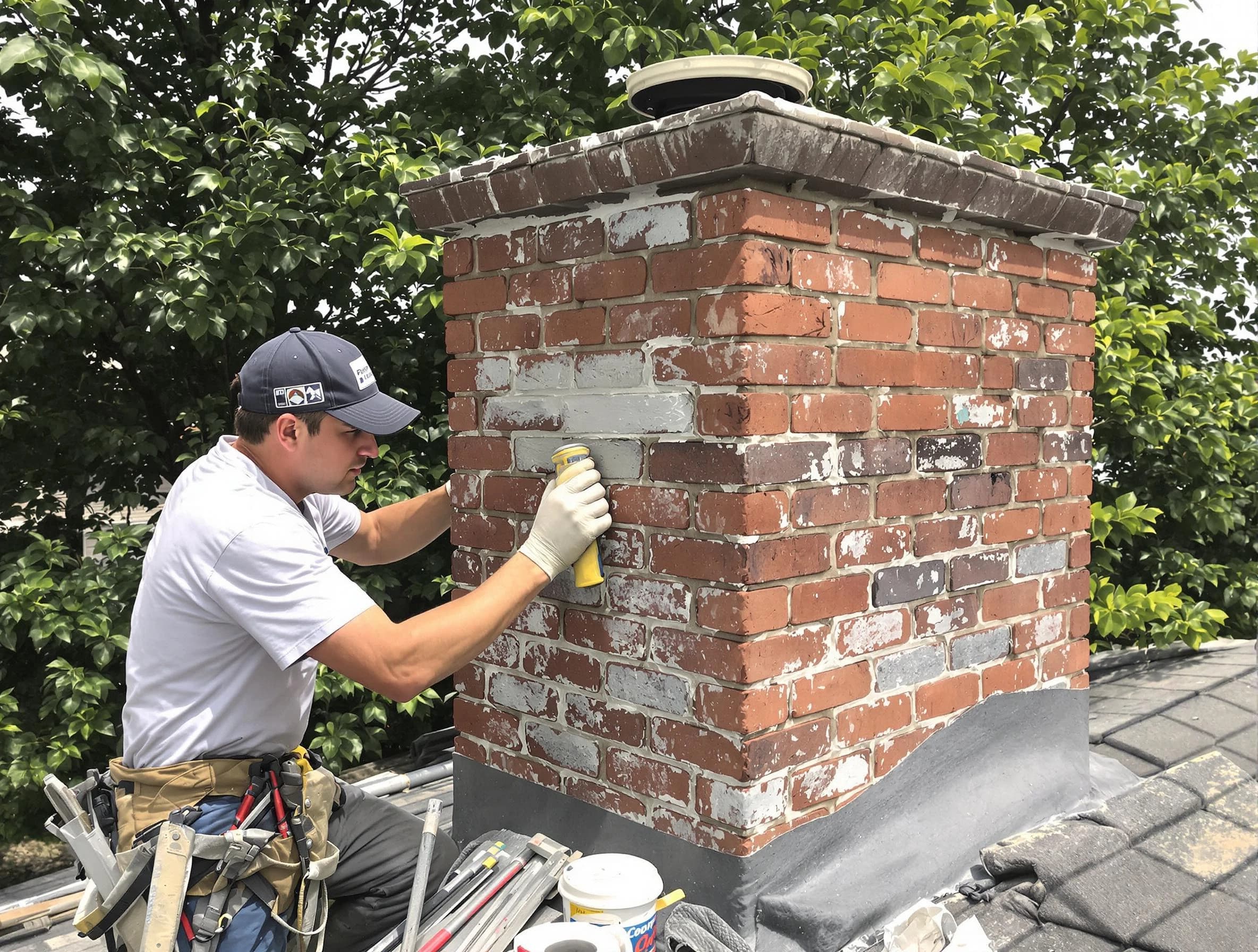 Lowell Chimney Sweep restoring an aging chimney in Lowell, MA