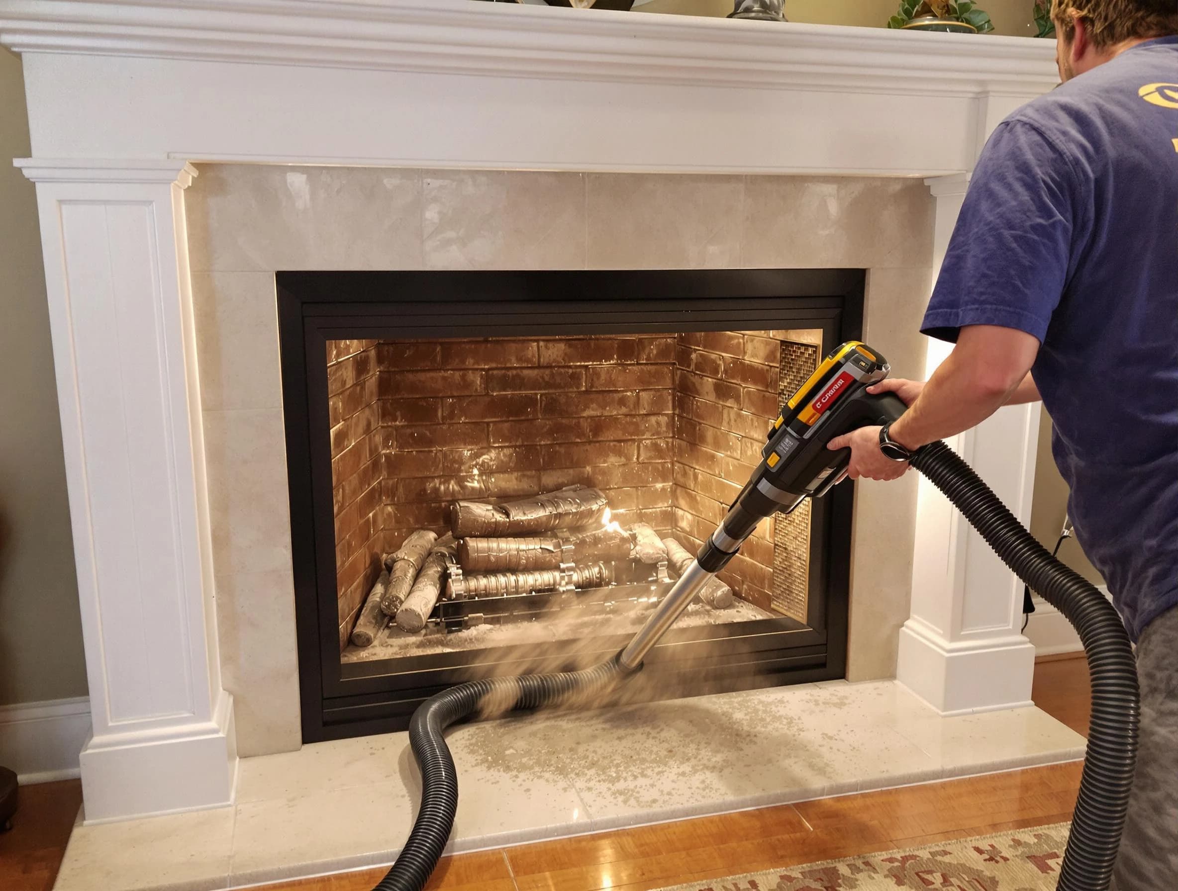 Fireplace cleaning performed by Lowell Chimney Sweep in Lowell, MA