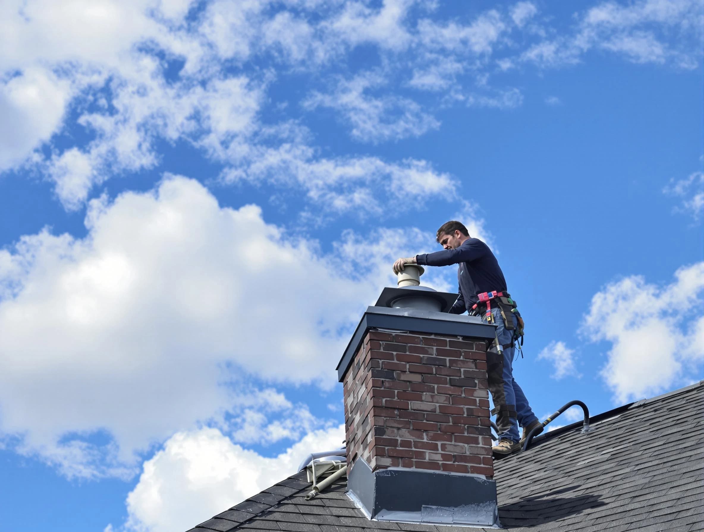 Lowell Chimney Sweep installing a sturdy chimney cap in Lowell, MA