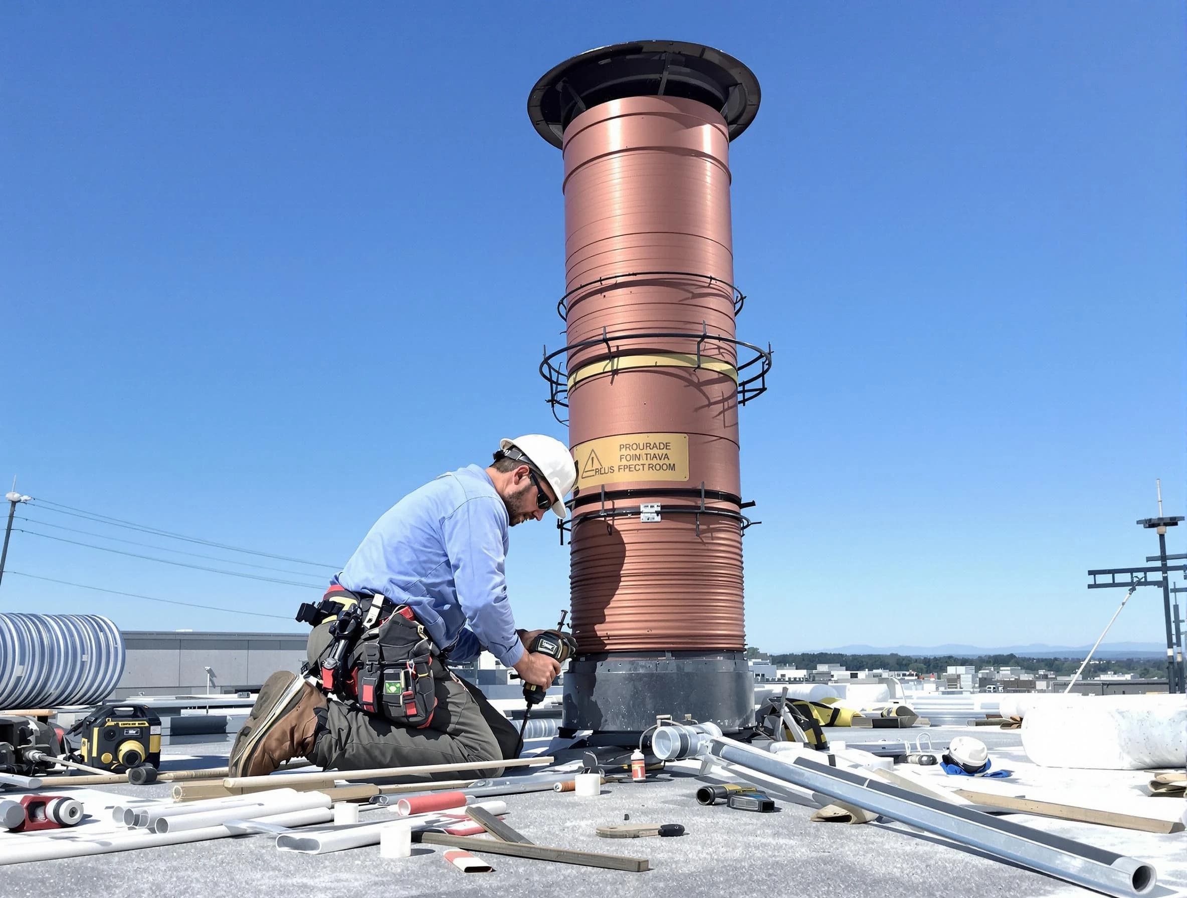 Installed chimney liner by Lowell Chimney Sweep in Lowell, MA