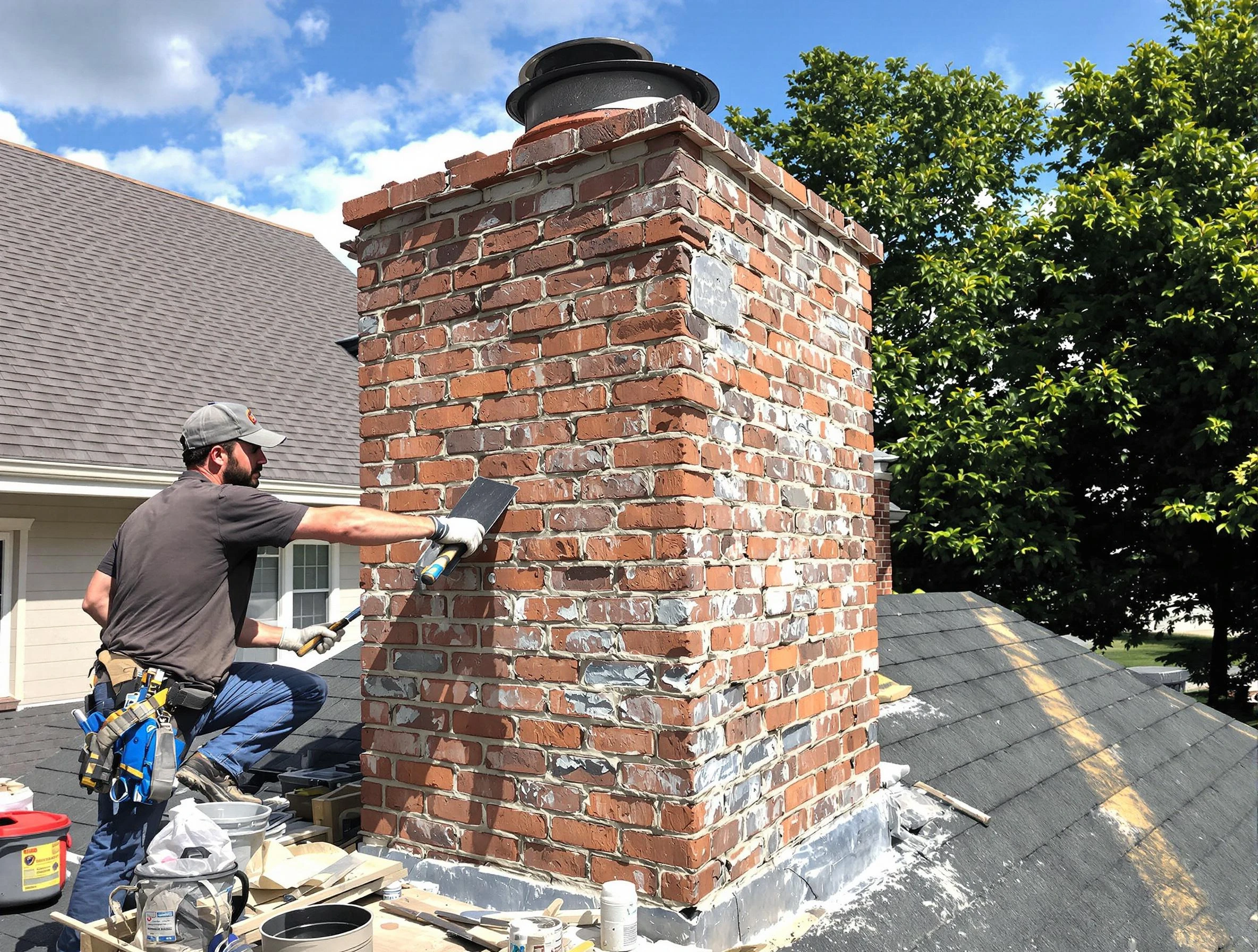 Completed chimney rebuild by Lowell Chimney Sweep in Lowell, MA