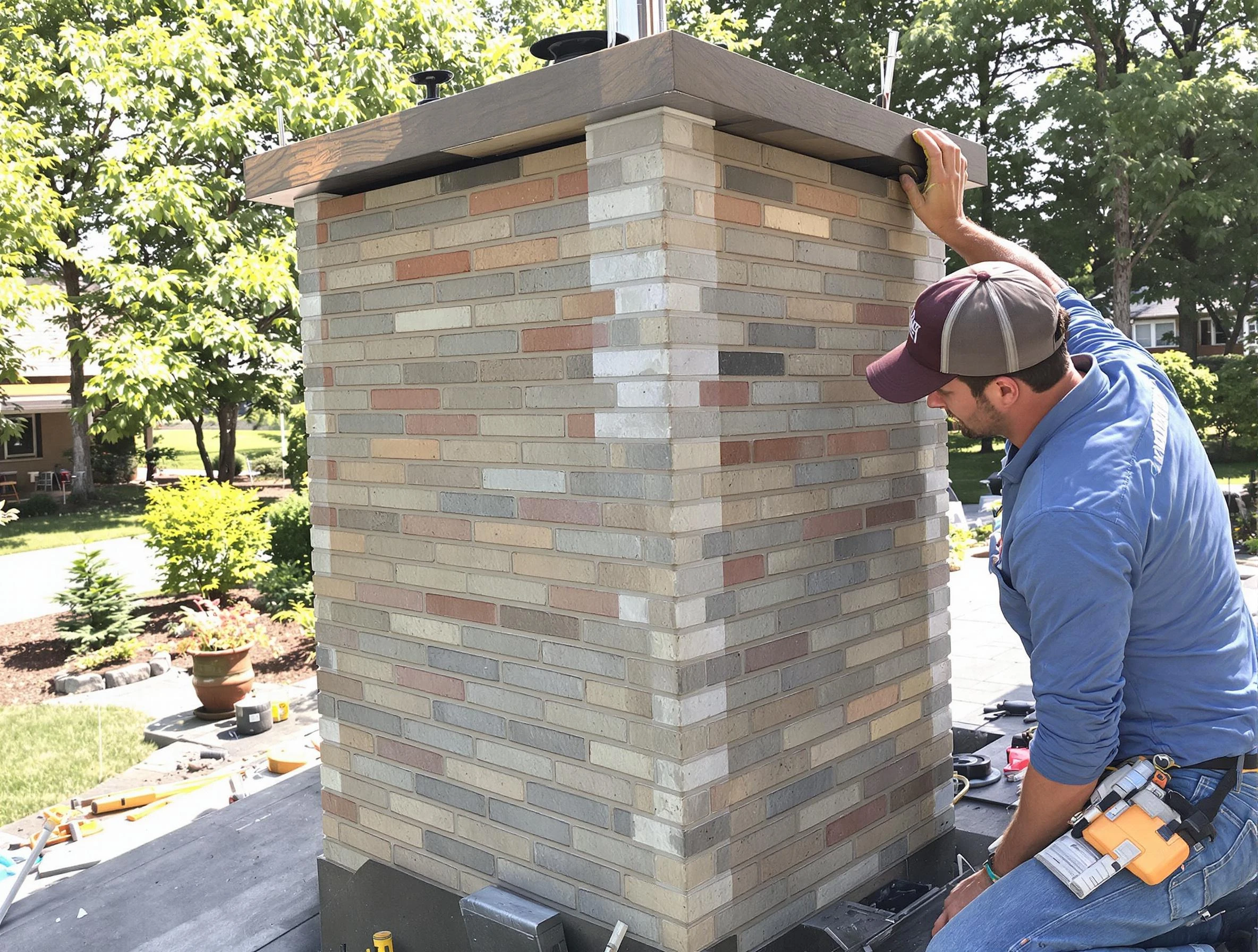 Lowell Chimney Sweep completing a modern chimney remodel in Lowell, MA