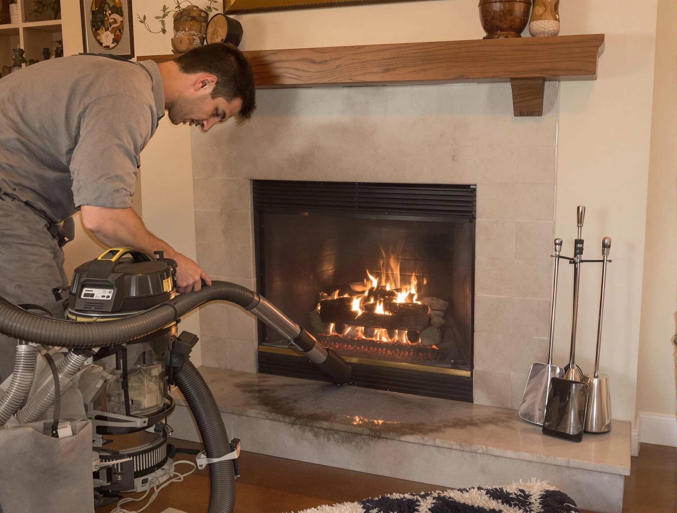 Routine fireplace upkeep by Lowell Chimney Sweep in Lowell, MA