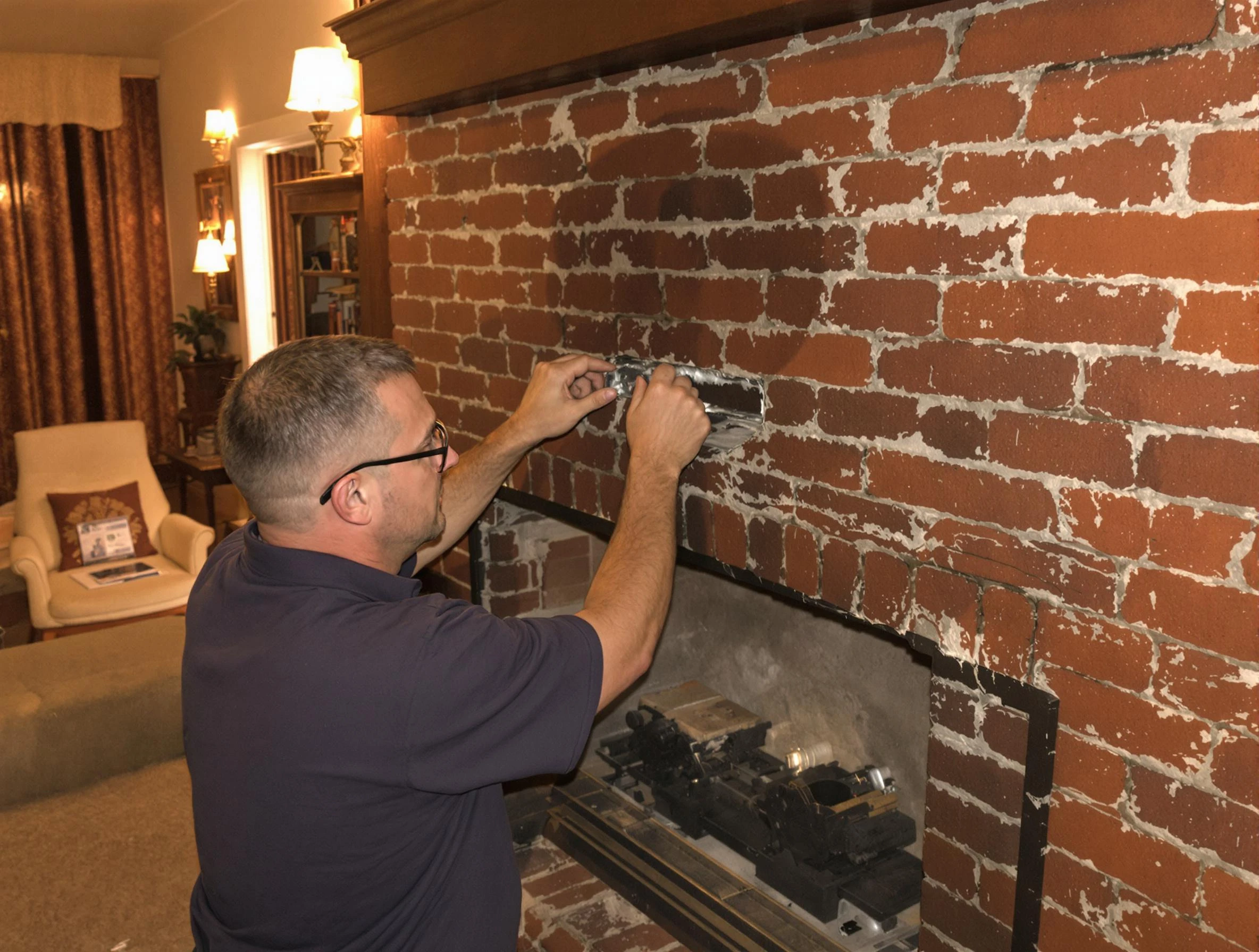 Lowell Chimney Sweep expert fixing a fireplace in Lowell, MA